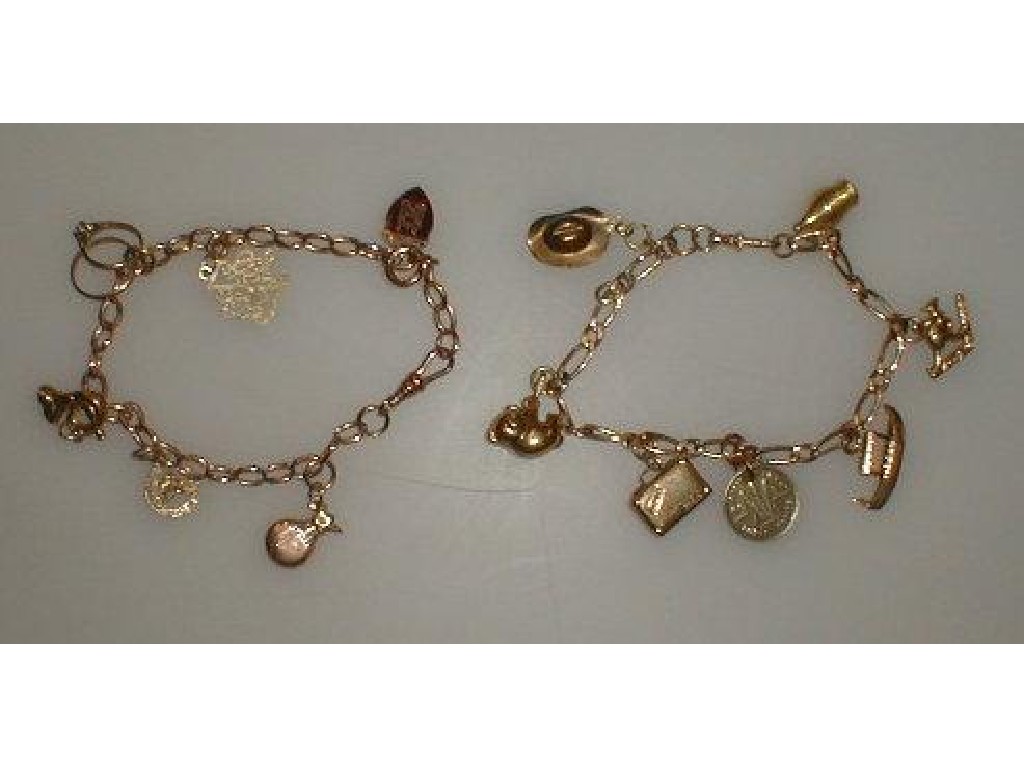 Appraisal: Two charm bracelets ct various marks