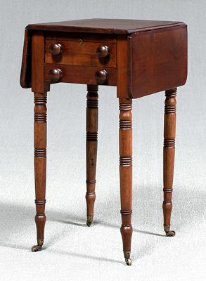 Appraisal: Sheraton drop-leaf work table mahogany with yellow pine secondary one