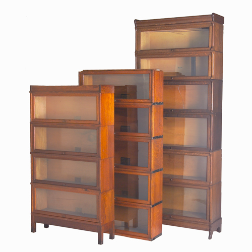 Appraisal: Three American stacking bookcases ca Schram Bro Chicago with six