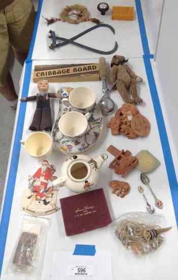 Appraisal: Misc lot including Ty bear ice tongs Staffordshire cups saucers