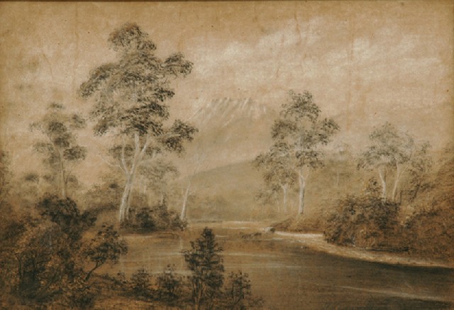 Appraisal: J Adamson Australian Colonial School Tasmanian Landscape pencil and chalk