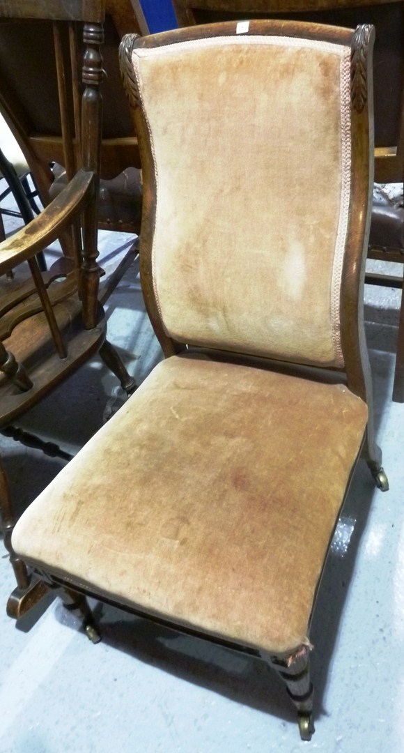 Appraisal: A th century mahogany framed nursing chair