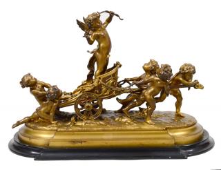 Appraisal: LOUIS GOSSIN French - Puttis Pulling a Chariot Signed and