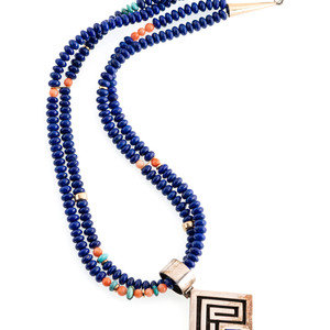 Appraisal: Phillip Sekaquaptewa Hopi - Double-Strand Necklace with Silver and Lapis