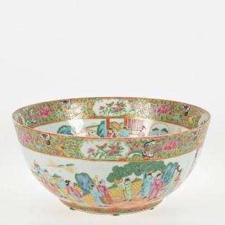 Appraisal: Chinese Export Rose Mandarin punch bowl th c decorated with