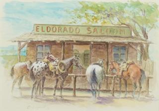 Appraisal: Eldorado Saloon by Olaf Wieghorst Olaf Wieghorst - watercolor on