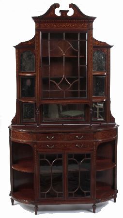 Appraisal: An Edwardian mahogany and arabesque inlaid chiffonier By Edwards Roberts