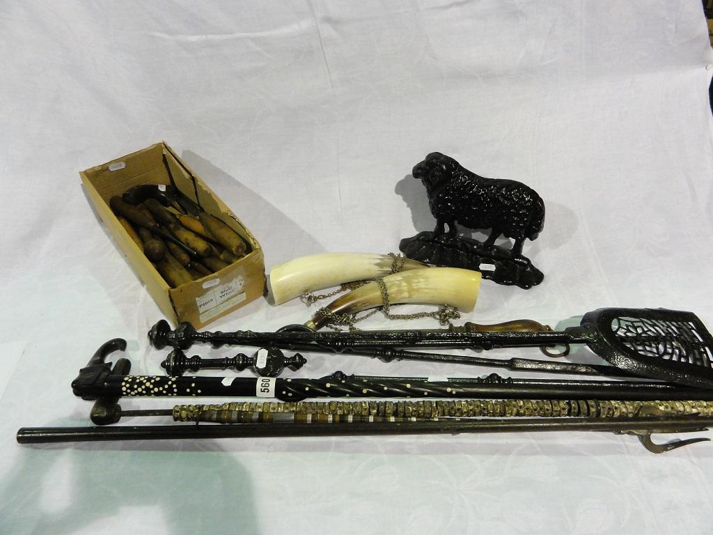 Appraisal: A miscellaneous collection of items including an ebony walking stick