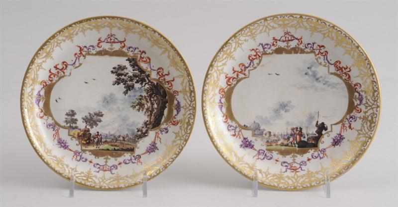 Appraisal: PAIR OF MEISSEN LARGE SAUCERS Circa - the one with