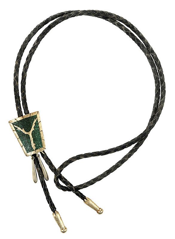 Appraisal: kt Bolo Tie green composite stone stamped Hand Made K