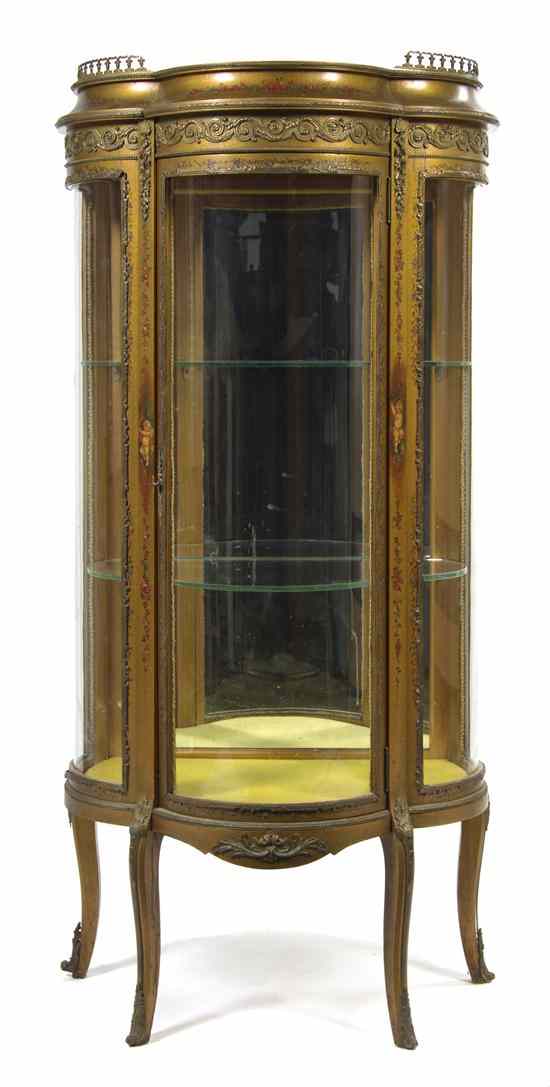 Appraisal: A Vernis Martin Style Gilt Metal Mounted Vitrine having a