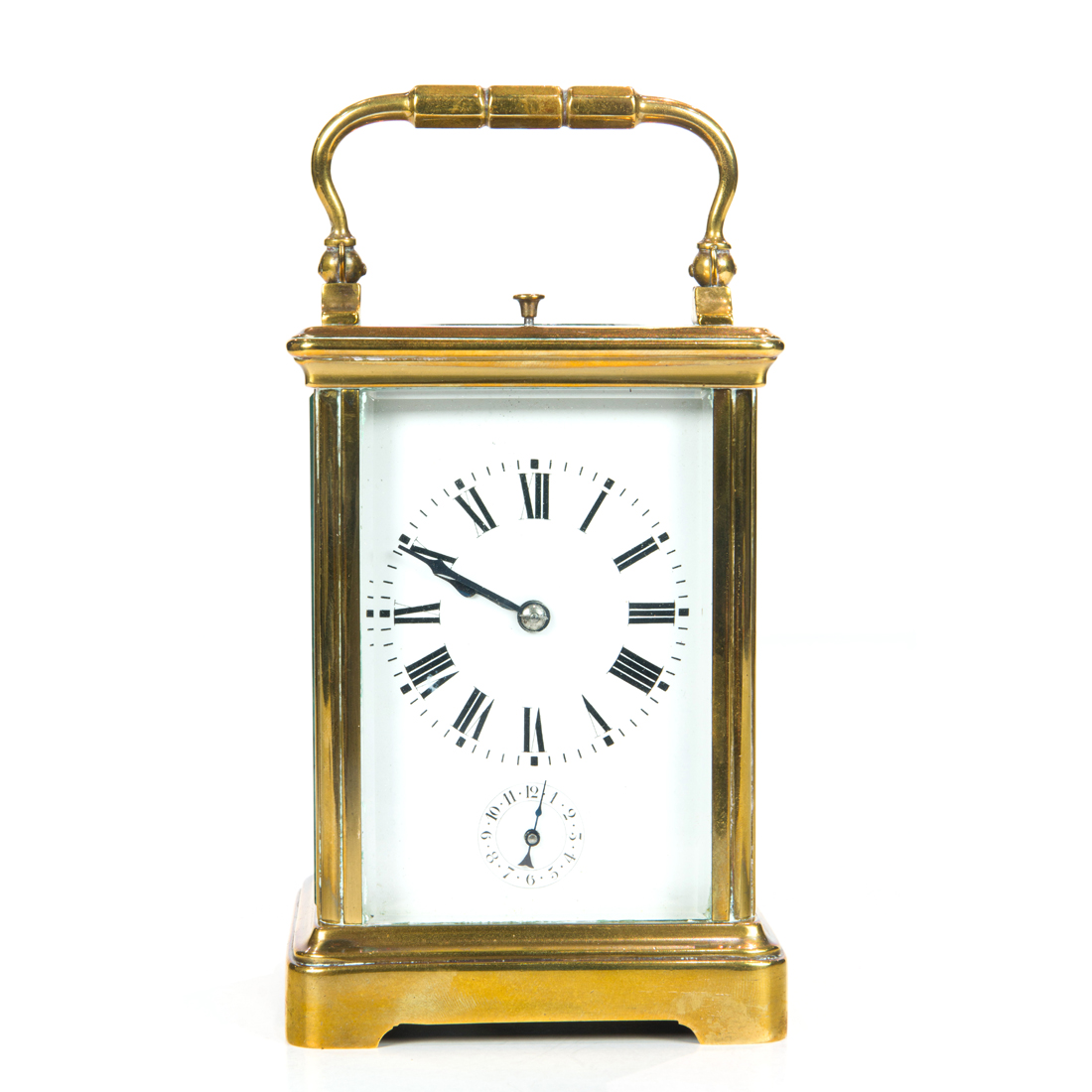 Appraisal: A FRENCH BRASS CARRIAGE CLOCK A French brass carriage clock