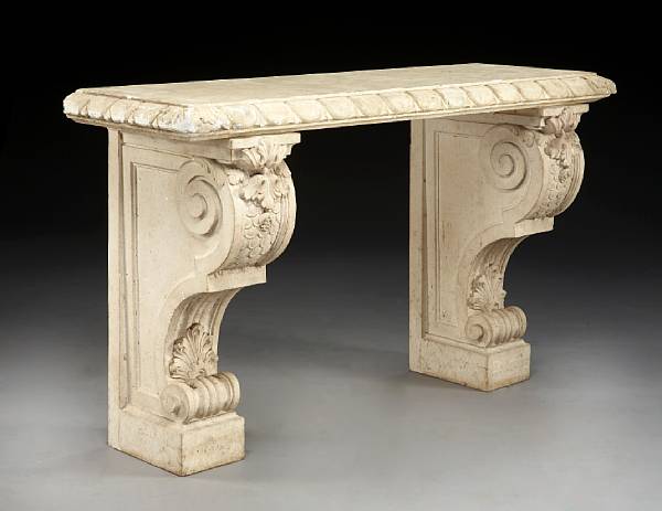 Appraisal: A Louis XVI style carved stone console table late th