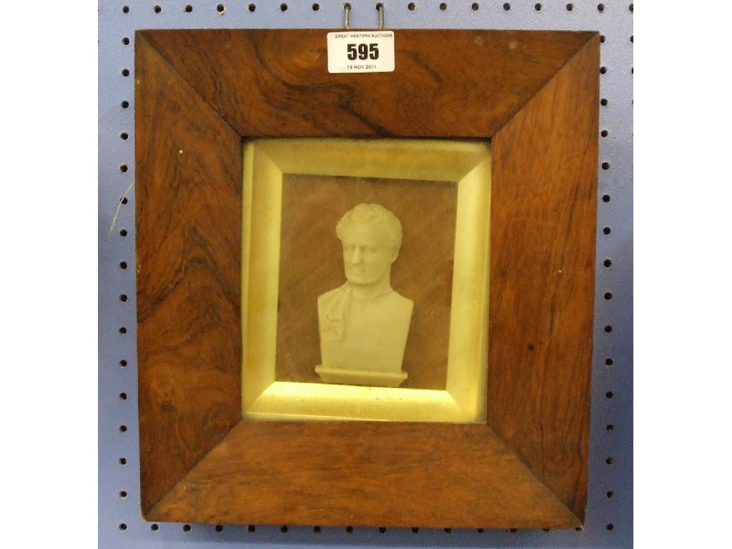 Appraisal: Rosewood framed wax portrait of a man in classical pose