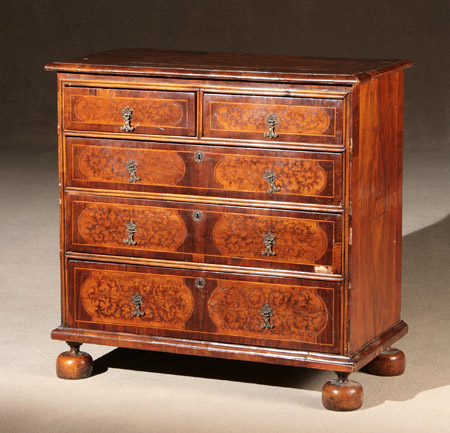 Appraisal: William Mary Seaweed Marquetry and Inlaid Walnut Chest of Drawers