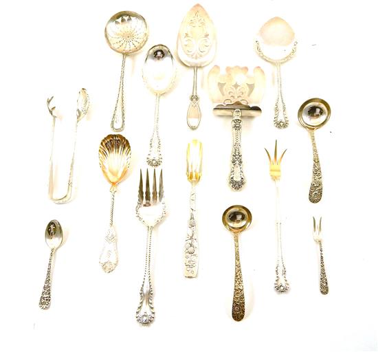 Appraisal: SILVER Fourteen pieces of sterling silver utensils various makers Four