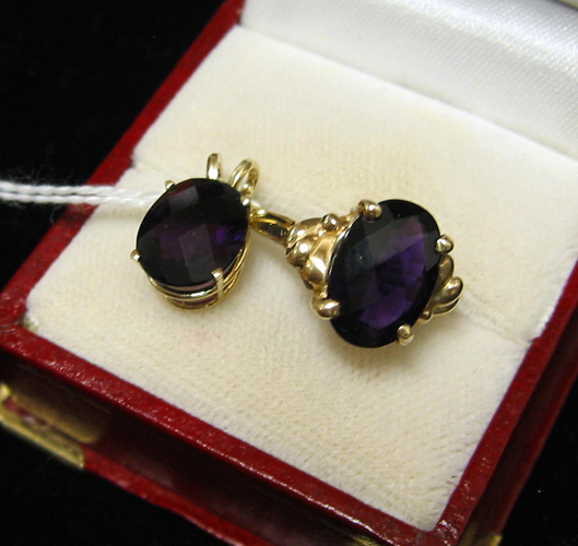 Appraisal: AMETHYST AND FOURTEEN KARAT GOLD RING WITH MATCHING PENDANT both