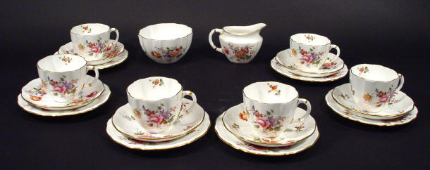 Appraisal: Six place Royal Crown Derby bone china tea set decorated