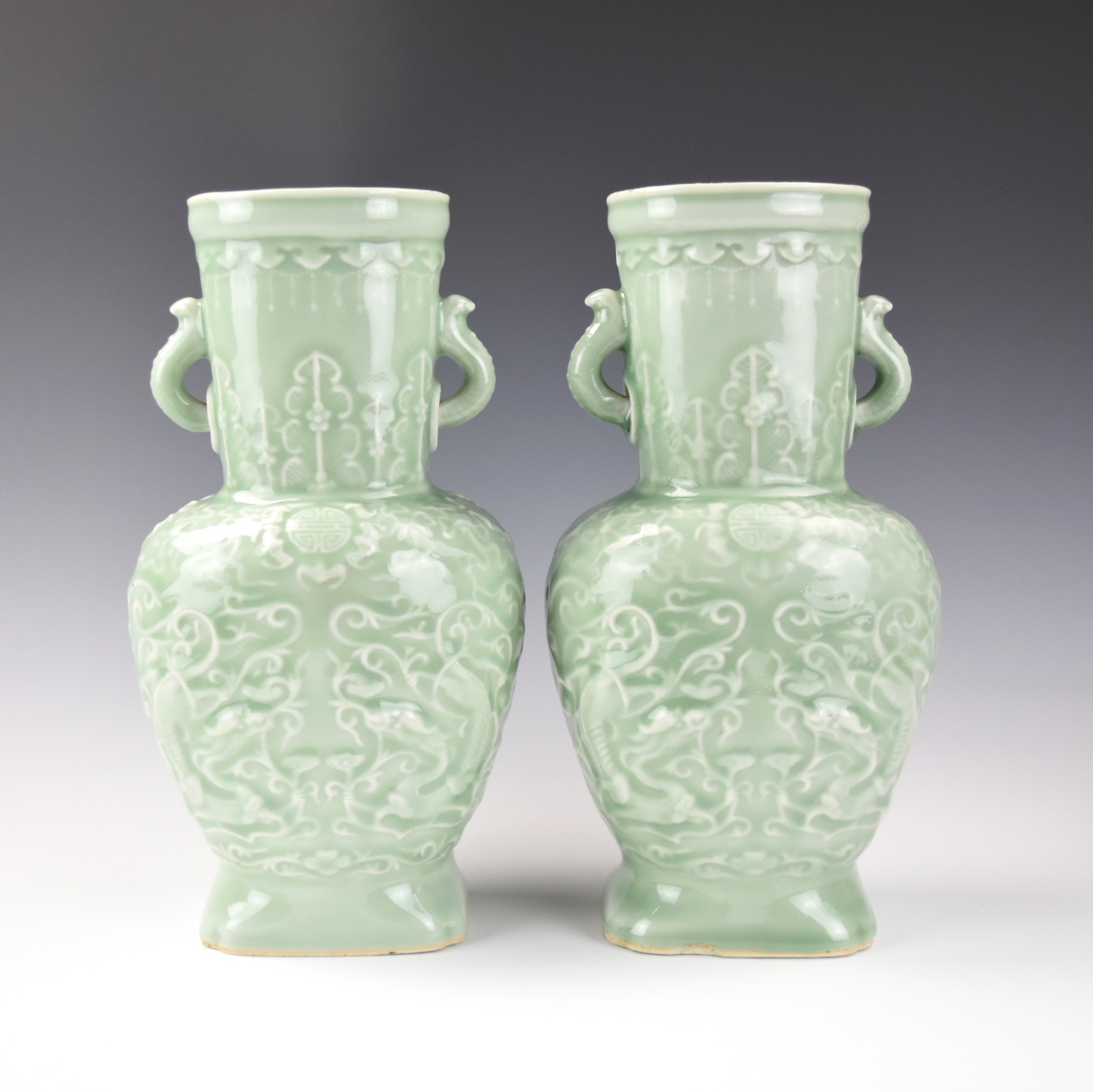 Appraisal: PAIR OF CHINESE CELADON GLAZED VASES ROC PERIOD Chinese th