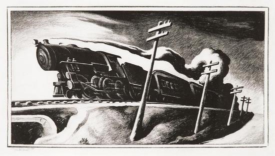 Appraisal: Thomas Hart Benton - going west lithograph signed by the