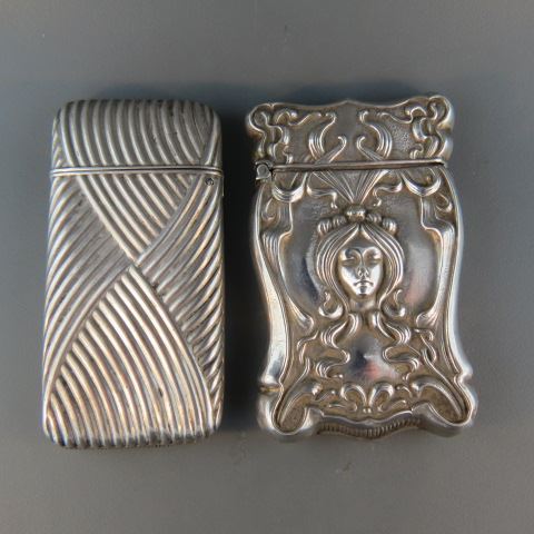 Appraisal: Sterling Silver Match Safes Art Nouveau lady by Gilbert and