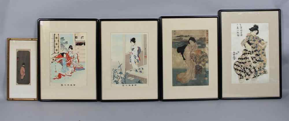 Appraisal: GROUP OF FIVE JAPANESE WOODBLOCK PRINTS