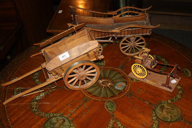 Appraisal: THREE SCRATCH BUILT CARTS made by R S Taylor largest