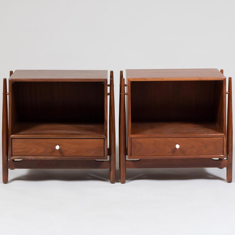 Appraisal: Pair of Kip Stewart for Drexel Walnut 'Declaration' Night Stands