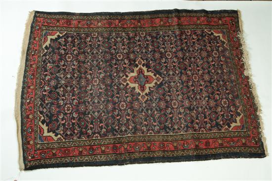 Appraisal: ORIENTAL RUG CA Hamadan Dark blue ground red border Some