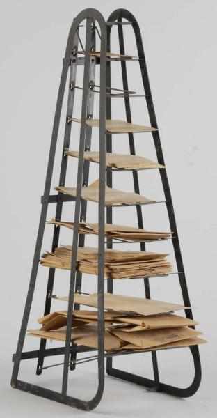 Appraisal: Country Store Paper Bag Rack Description Circa Designed to hold