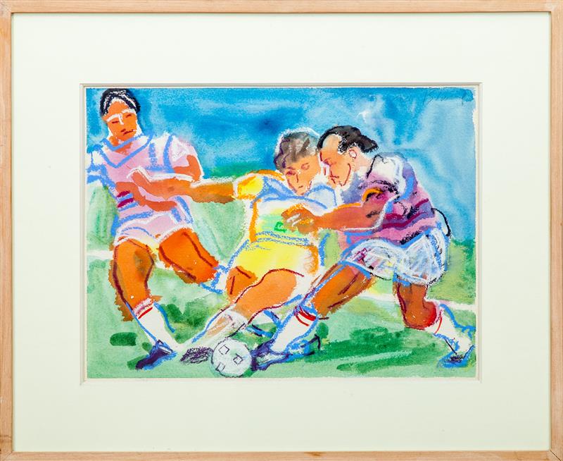 Appraisal: Nell Blaine - Soccer Watercolor and pastel on wove paper