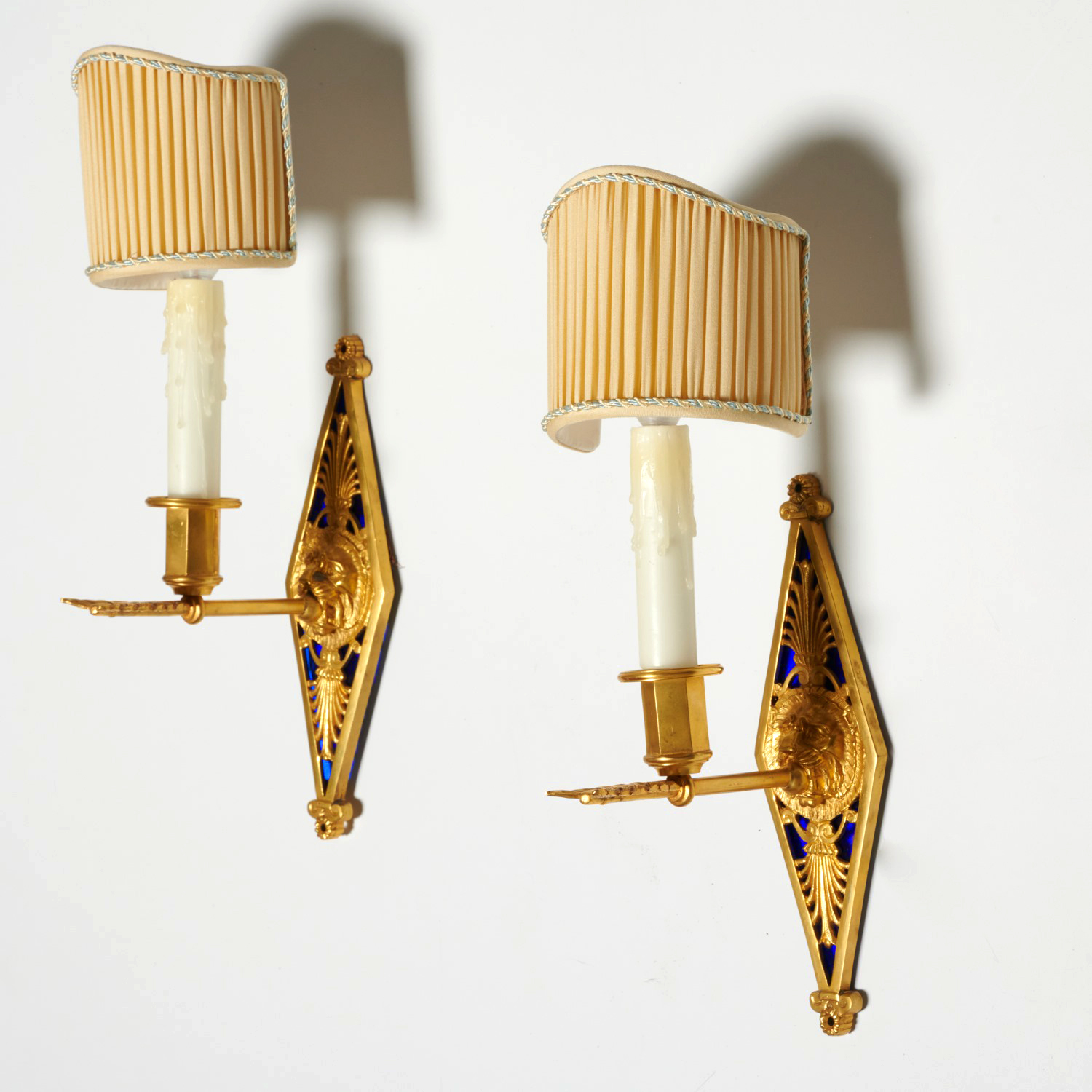 Appraisal: MAISON DELISLE PAIR EMPIRE STYLE SCONCES Late th c gilt