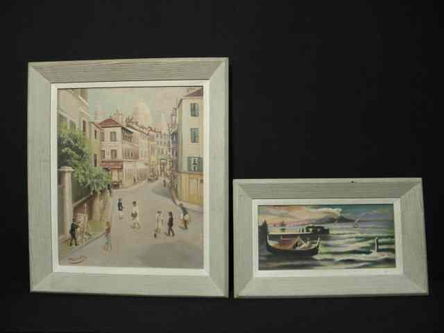 Appraisal: Two th century oil on board framed paintings Signed ''Agnello''