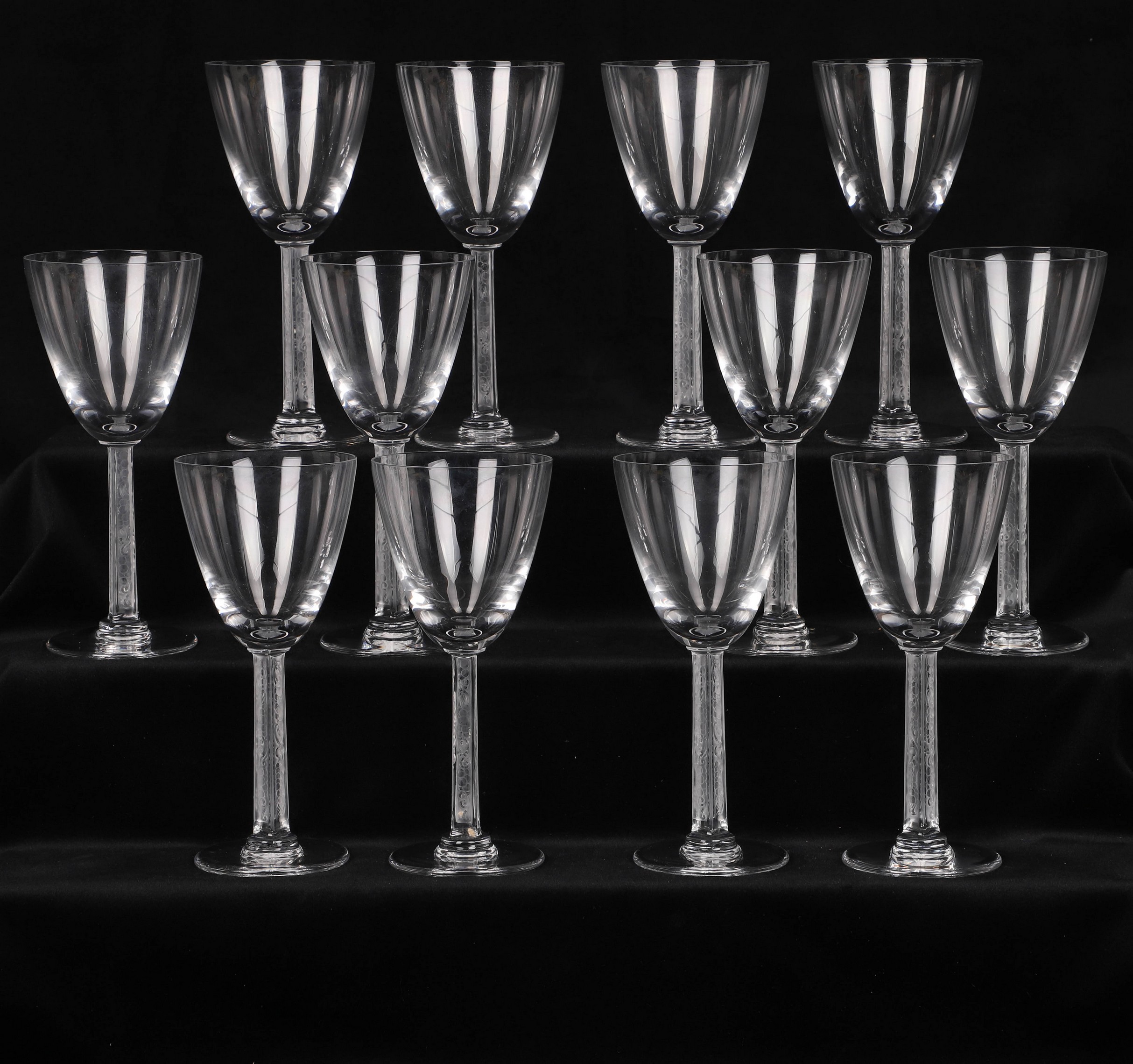 Appraisal: Lalique crystal Bordeaux wine glasses Phalsbourg pattern - h glasses