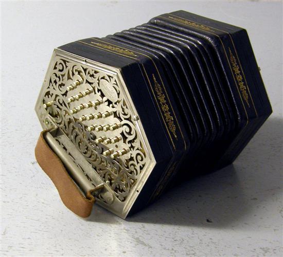 Appraisal: H Crabb of London button Anglo concertina with scrolling foliage