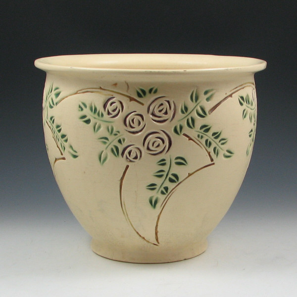 Appraisal: Roseville Velmoss Scroll - Jardiniere Roseville Velmoss Scroll or Early