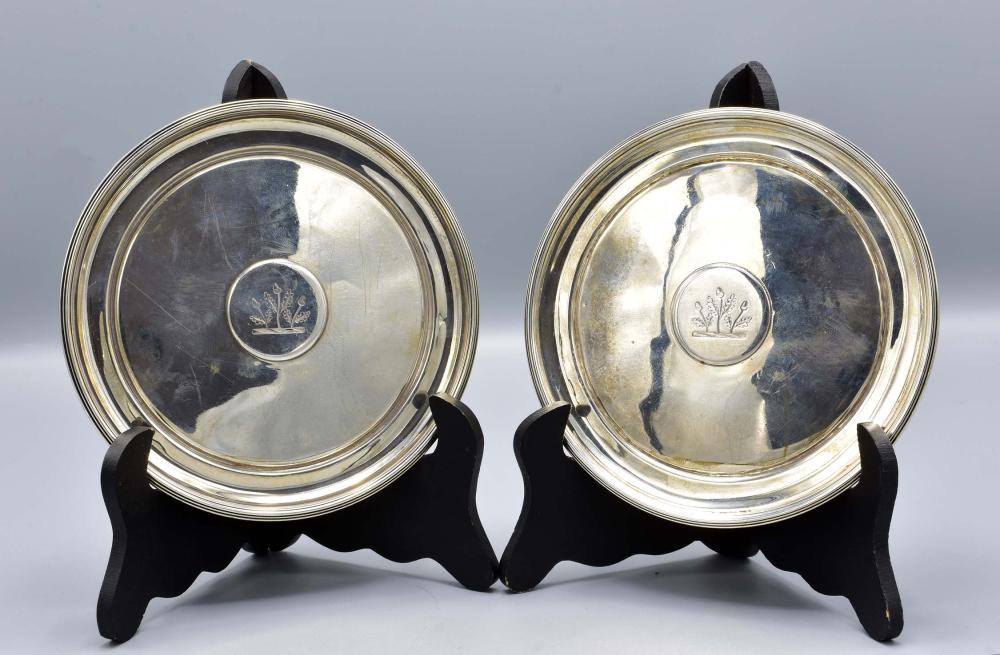 Appraisal: MATCHED PAIR OF ENGLISH SILVER WINE COASTERSOne with the hallmarks