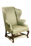 Appraisal: WING CHAIR - Queen Anne style upholstered wing chair High