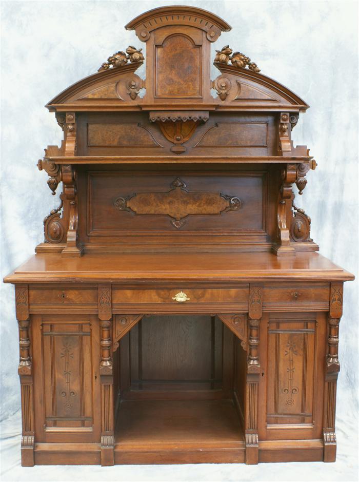 Appraisal: Carved walnut Victorian Rennaissance Revival sideboard tier top section with