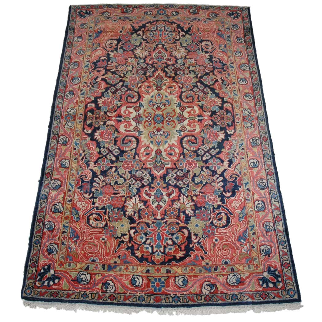 Appraisal: Sarouk Rug North Persia circa The central polychrome pendant medallion