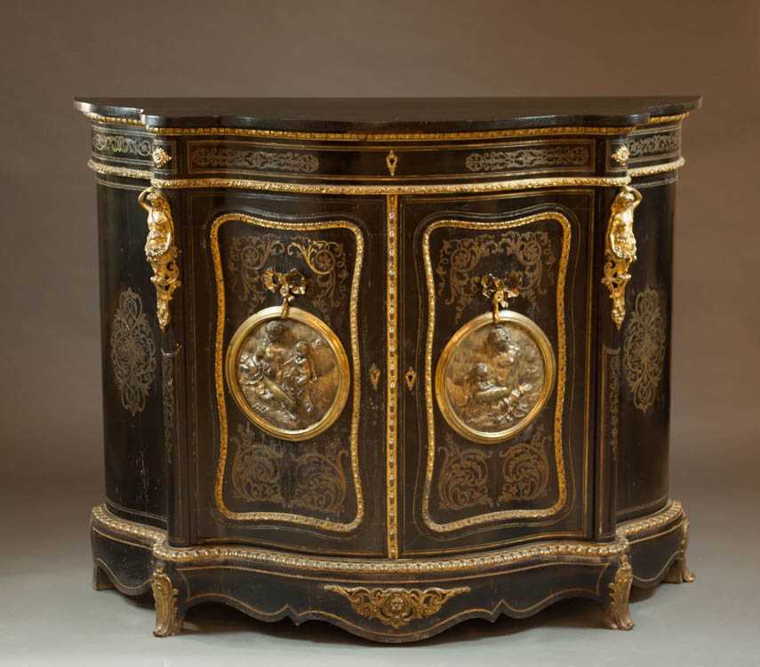 Appraisal: NAPOLEON III ORMOLU MOUNTED INLAID AND EBONIZED CREDENZA French c