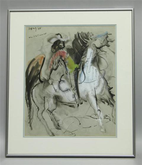 Appraisal: VICTOR DE PAUW AMERICAN - COWGIRL Watercolor and ink on