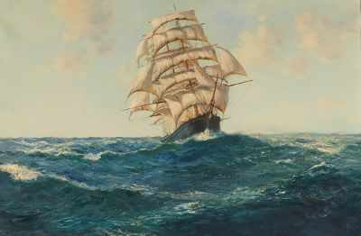 Appraisal: Daniel Sherrin British - A Schooner in Full Sail Oil