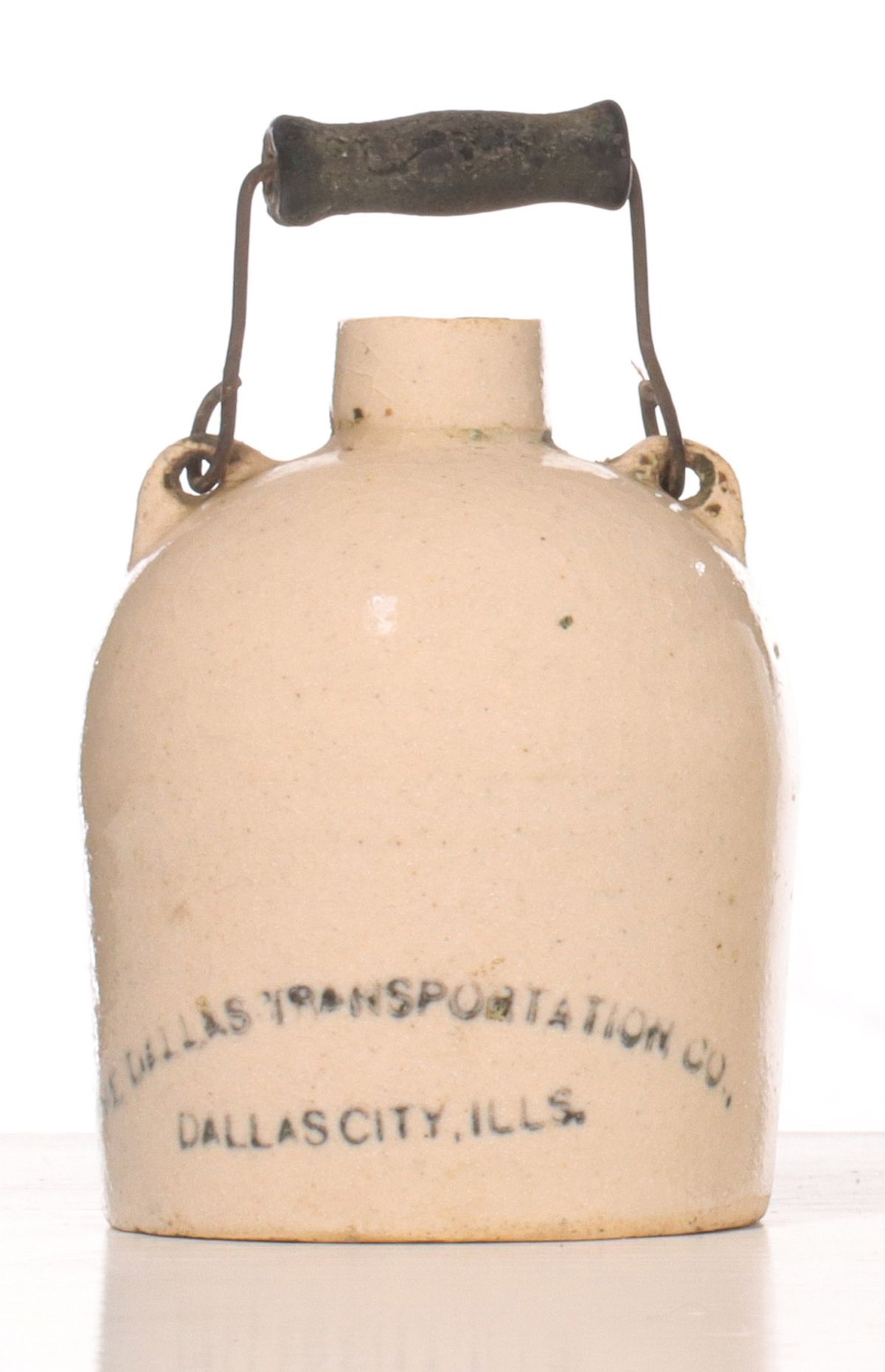 Appraisal: DALLAS TRANSPORTATION CO BAIL HANDLE STONEWARE MINI JUGChipping around the