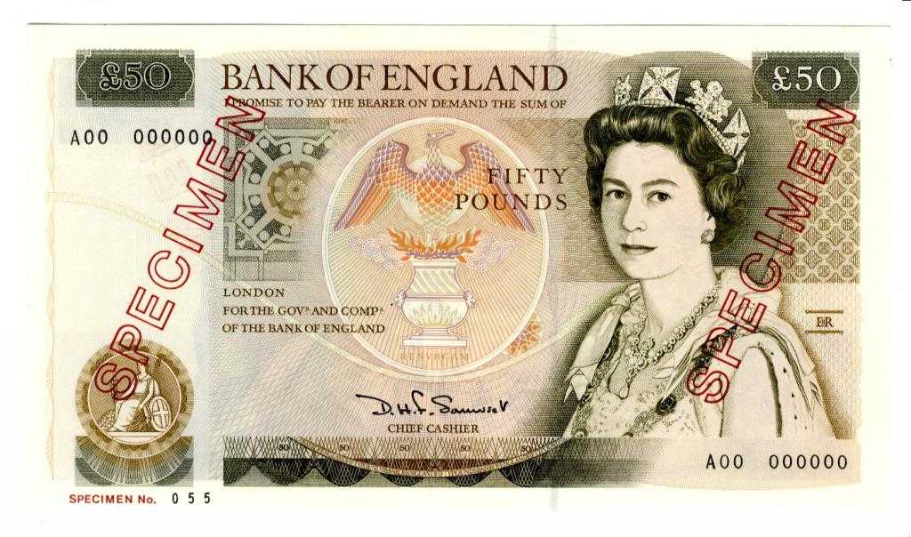 Appraisal: BANK OF ENGLAND D H F SOMERSET FIFTY POUNDS Serial