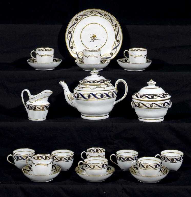 Appraisal: A NEWHALL TEA AND COFFEE SERVICE with a cobalt and