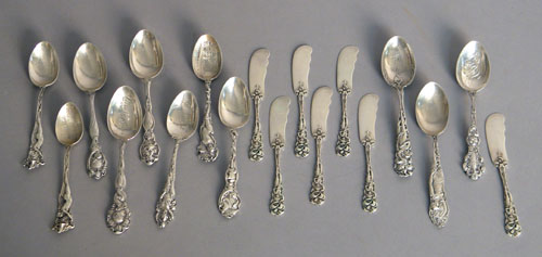 Appraisal: Group of eighteen sterling silver souvenir spoons and knives with