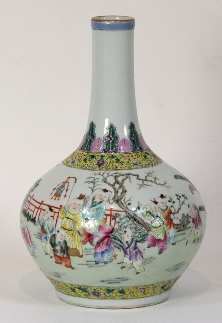 Appraisal: A Chinese famille rose bottle vase painted with children at