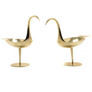 Appraisal: Pair Austrian Plated Bird Form Tazza Werkstatte Hagenauer Wien Pair