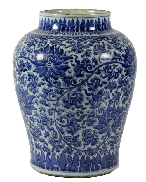 Appraisal: A large Chinese baluster jar Kangxi painted with scrolling lotus